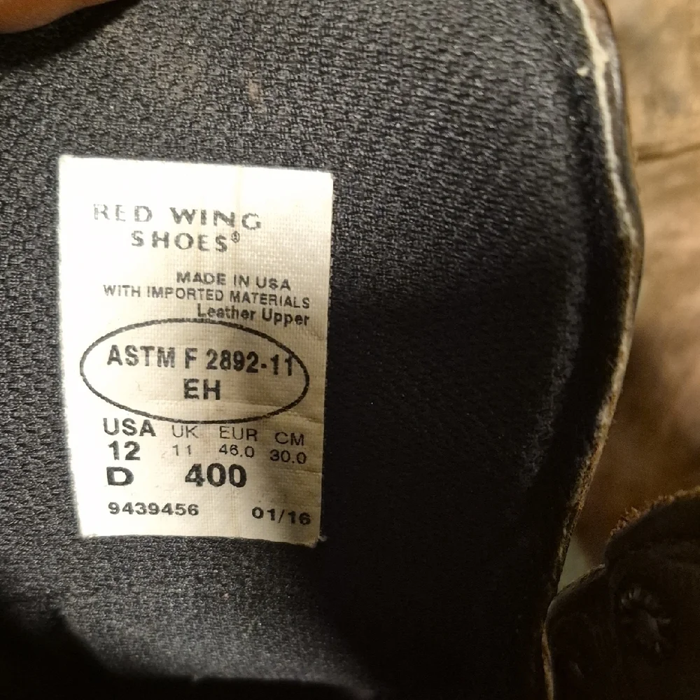 Red Wing Shoes Brown Leather Lace-Up Men's Work Boots